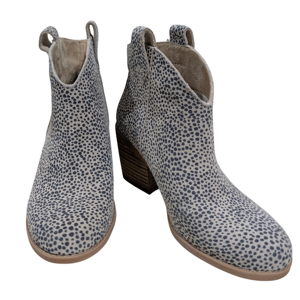 NEW Toms Boot 6 Constance Heeled Mini Cheetah Suede Ankle Boots Western Vibe